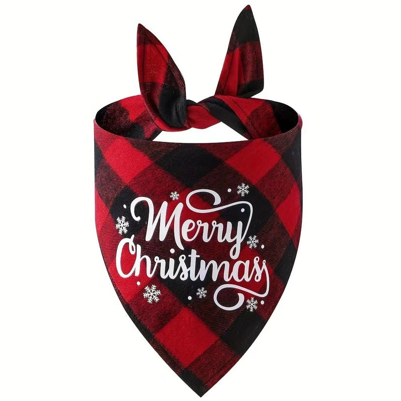 Minimalist Classic Style Polyester Christmas Santa Claus Letter Lattice Pet Saliva Towel