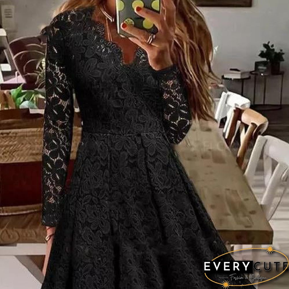 A-Line Black Lace Dress