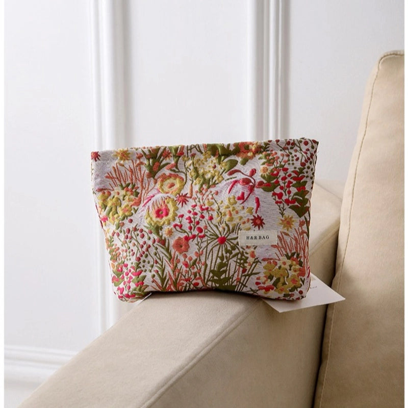 Streetwear Flower Canvas Square Makeup Bags