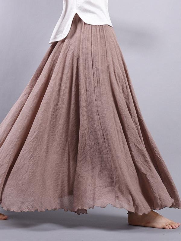 Vintage Natural Hemp Ultra Wide Skirt-Mayoulove
