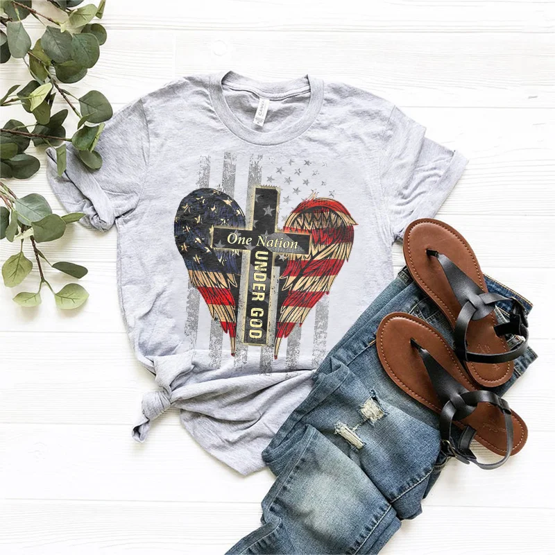One nation under god cross faith T-shirt