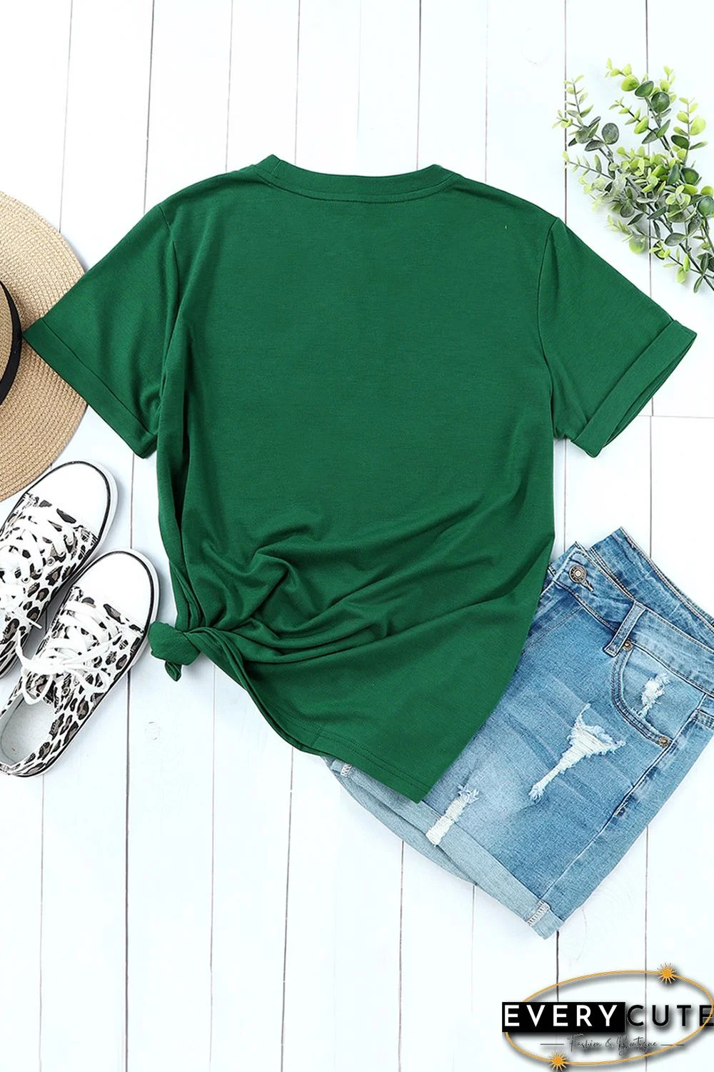 Green Merry Christmas Tree Graphic Print Tee