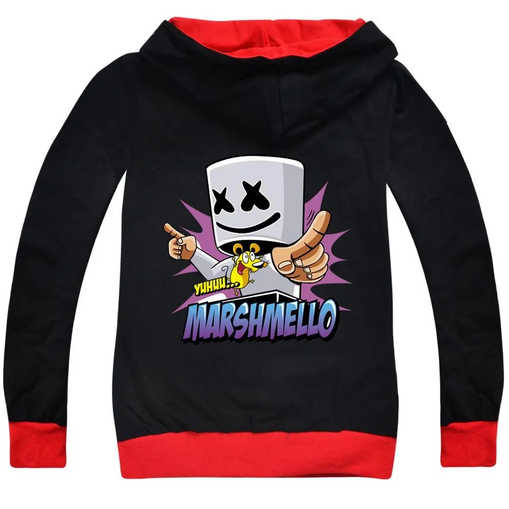 Buzzdaisy Dj Marshmello Yeah Mouse Boys Kids Cotton Black Zip Up Hoodie Jacket