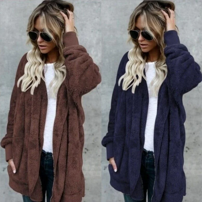 2021 plush warm top mid-length double-sided anti-fur coat oversized sweatshirt