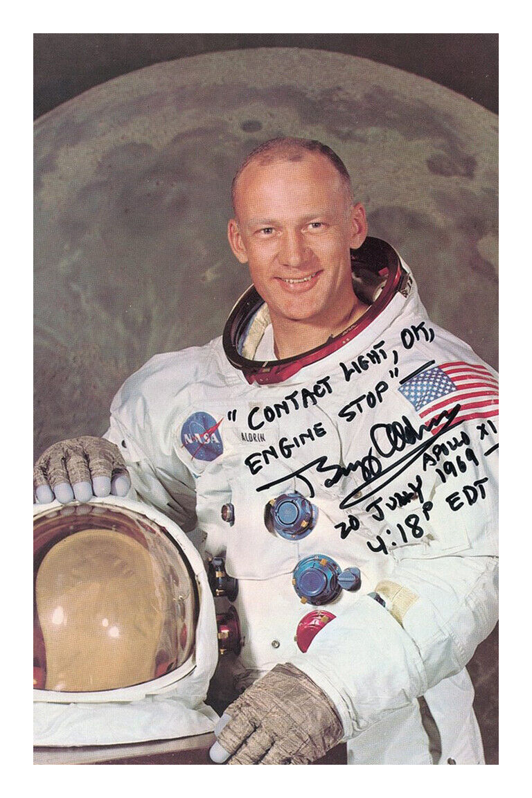 Buzz Aldrin Signed A4 Photo Poster painting Print Apollo 11 Neil Armstrong Michael Collins