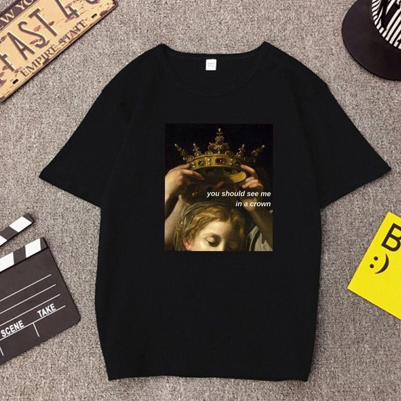 Women's Shirt Printed Harajuku sleeve tshirt clothes vintage dropshipping vegan clothing chemise Personality Casual Tops T-Shirt