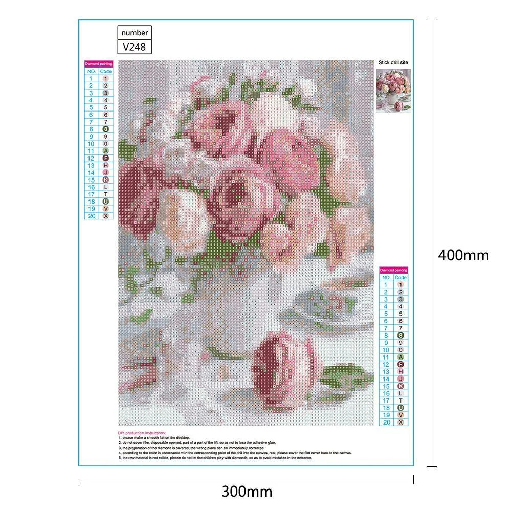 Diamond Painting - Full Round Drill - Pink Flowers(30*40cm)