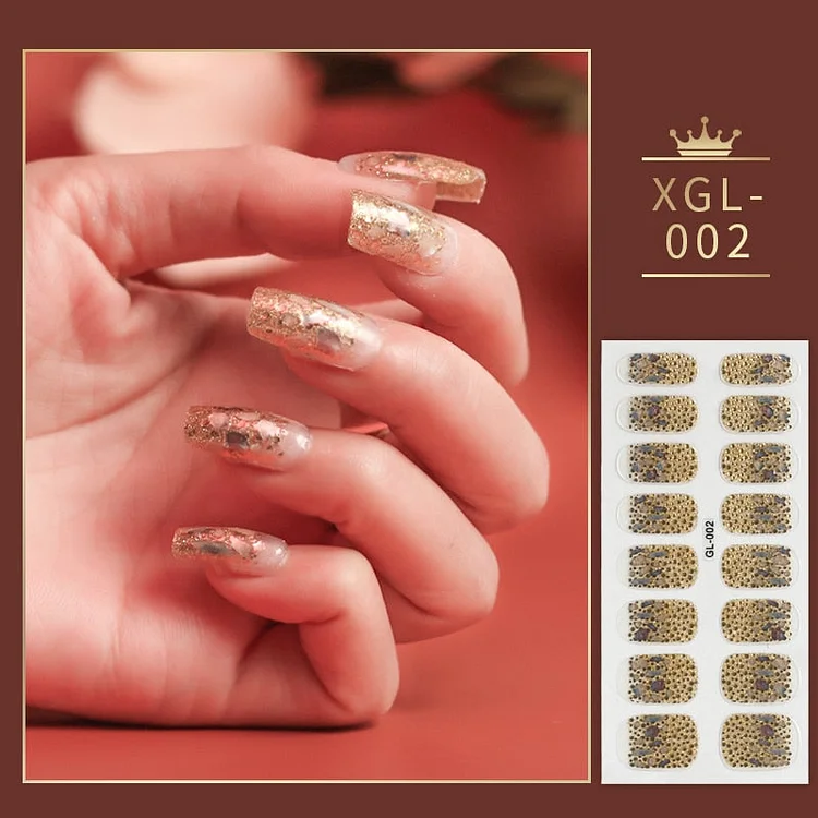 Dropshipping 1Pcs Glitter Nail Polish Stickers Nail Art DIY Self Adhesive Animal Nail Decals Full Cover Nail Stickers for Women