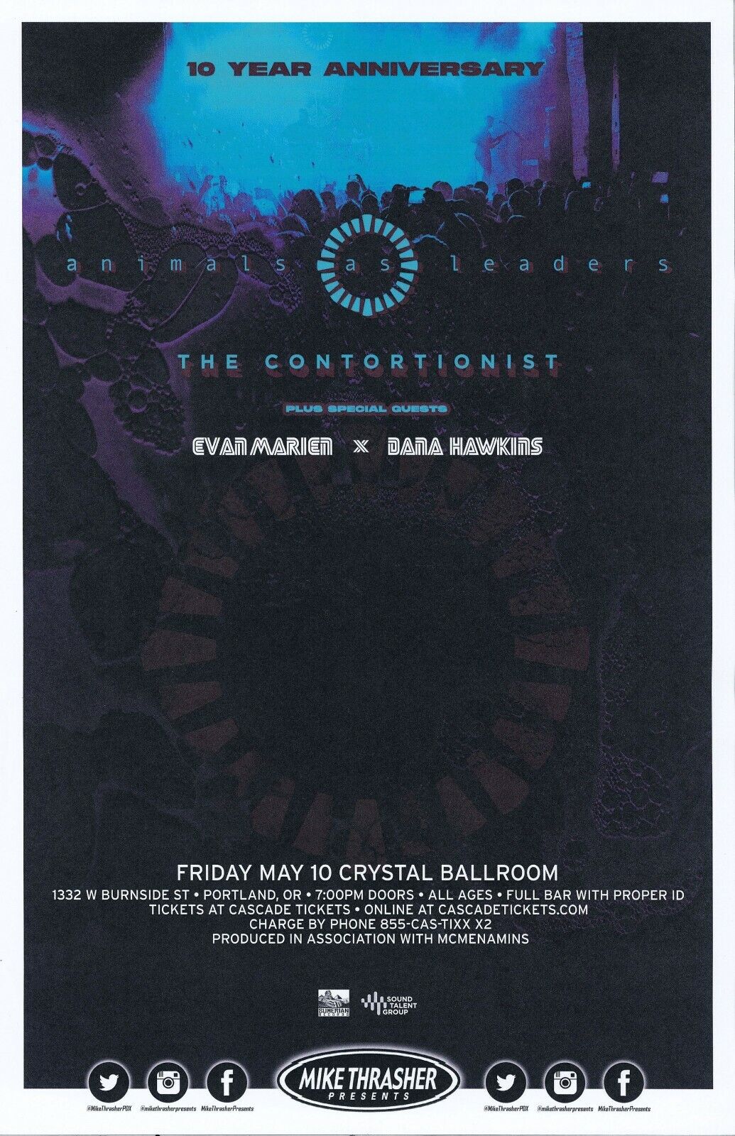 ANIMALS AS LEADERS 2019 Gig POSTER Portland Oregon Concert