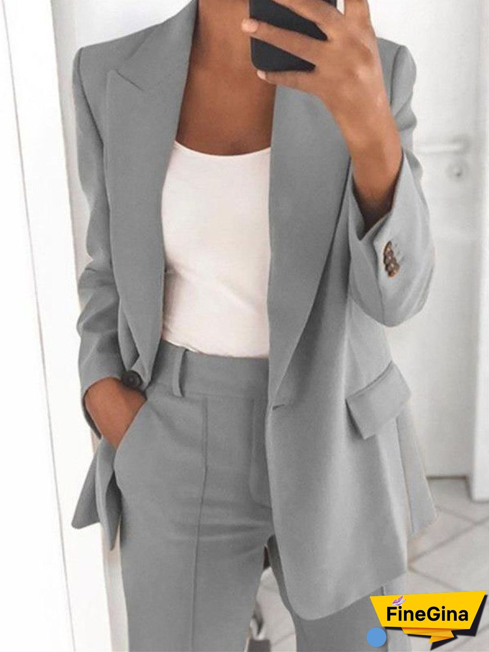Boyfriend Women's One Button Blazer Suit Jacket