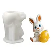 3D Easter Bunny Holding Eggs Silicone Candle Mould DIY Scented Candles Moulds Reusable Soft Silicone Crafting Tools For Easter Home Crafts Decorations Holiday