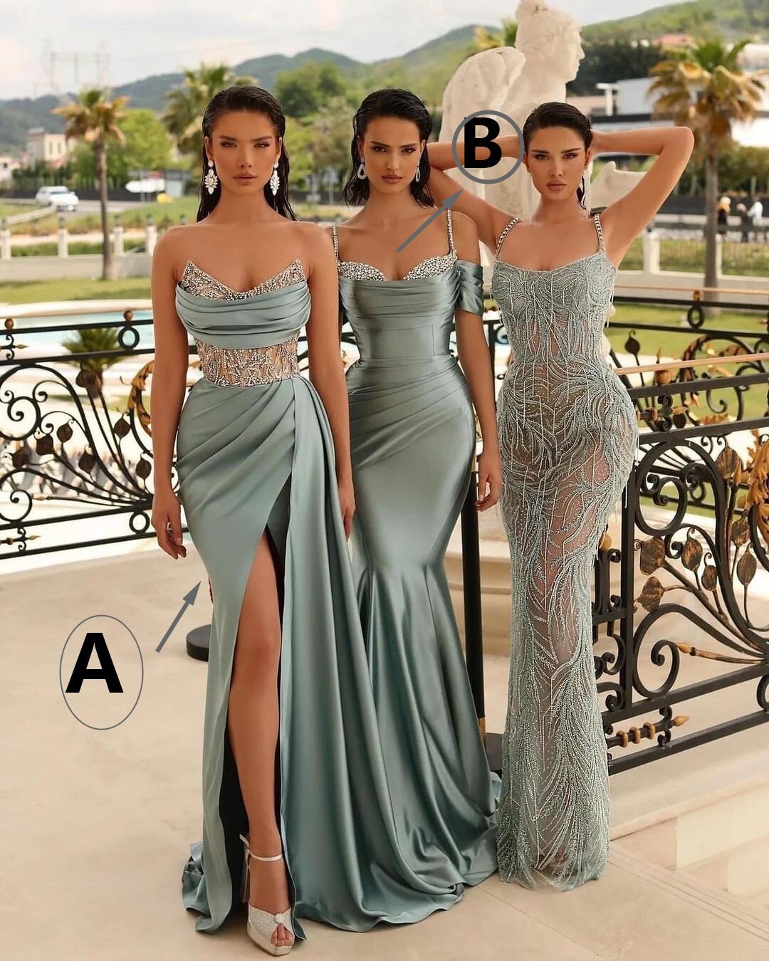 Chic Light Green Sweetheart Spaghetti-Strap Mermaid Evening Dress Satin with Split Beadings ST0003