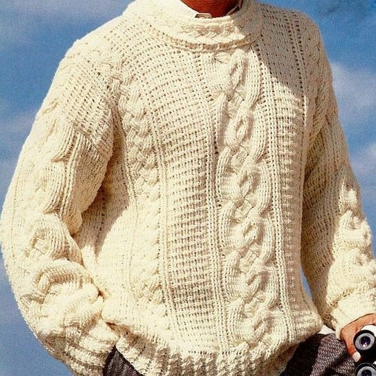Men's Classic Casual Pullover Off-White Sweater