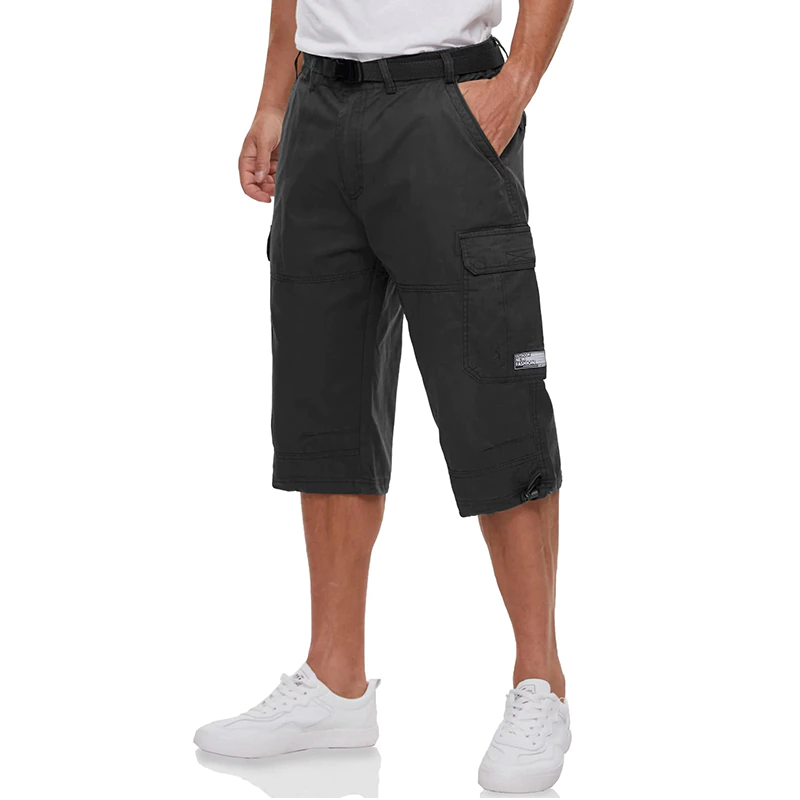 Men 3/4 Cargo Shorts Lightweight Ripstop Quick Dry Multi-Pockets