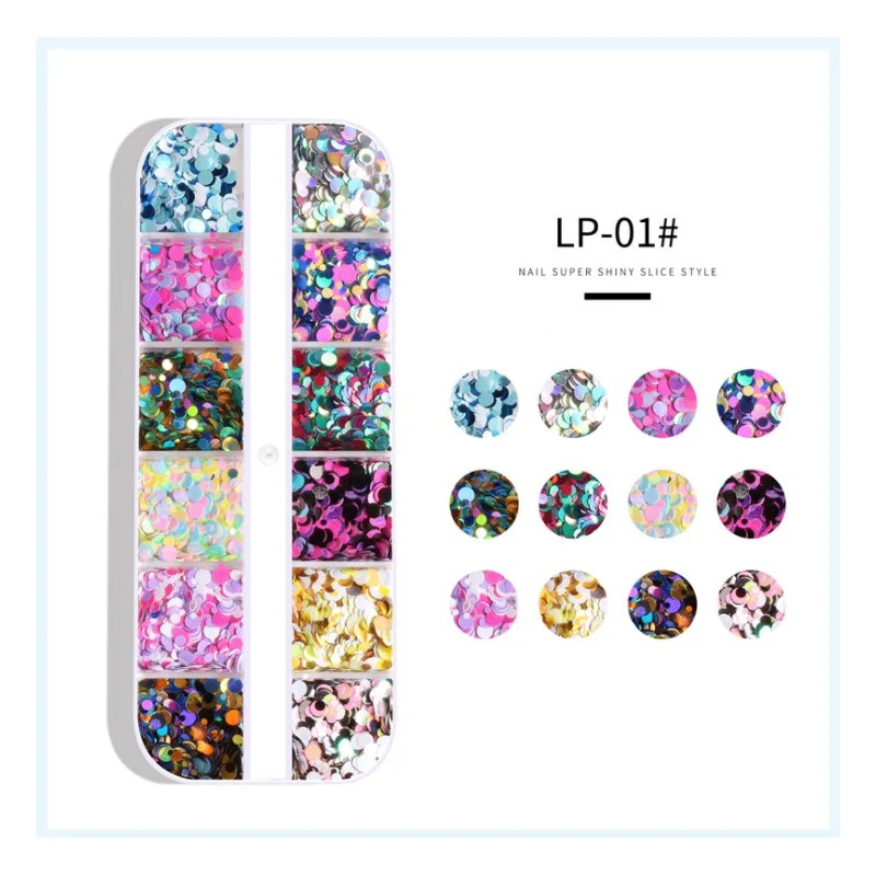 1 Box12 Grids Mixed Nail Art Deco Butterfly Patch Laser Symphony Star Butterfly Fluorescent DIY Nail Art Decoration Sequins