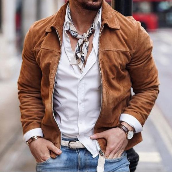 Street style British suede jacket