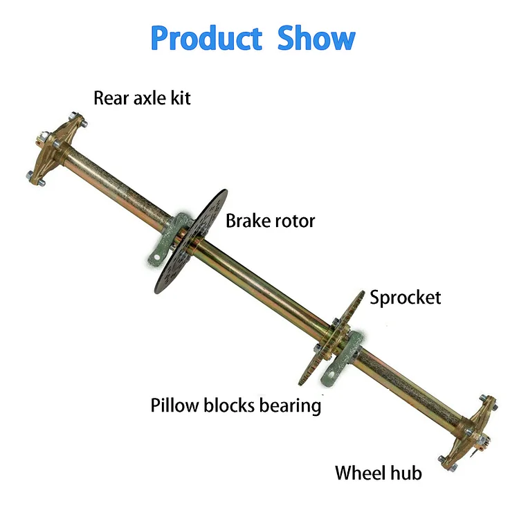 Silscvtt 32 Go Kart Axle Kit Alloy Rear Axle with Brake Dics +Brake Master Cylinder +Sprocket +Pillow Bearing +Chain + Hub Replacement for DIY Go Kart ATV Quad Drift Trikes