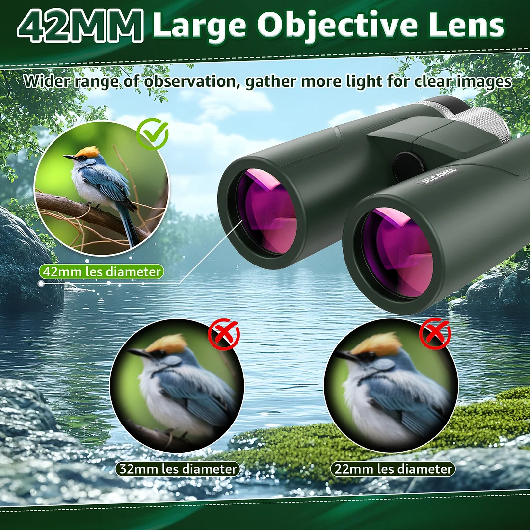 BEBANG 10x42 HD Binoculars for Adults High Powered, Large View Binoculars with Clear Low Light Vision-Binoculars for Bird Watching Travel