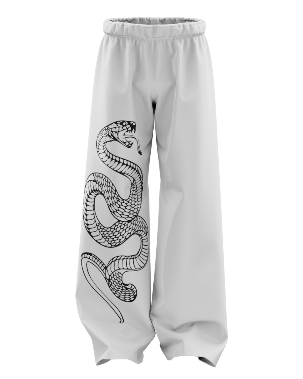 White Pythonic Unisex Straight Fit Baggy Pants