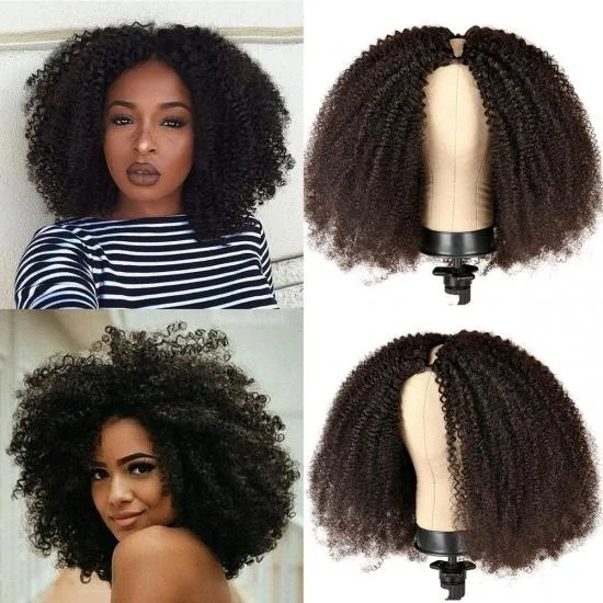  YVONNE 4A 4B Kinky Curly Thinnest U Part Wigs Series Human Hair U Part Wigs For Women 18-22inches Natural Color 