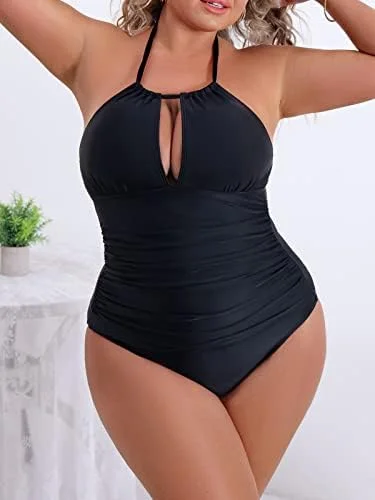 V Neck One Piece Tummy Control Swimsuits