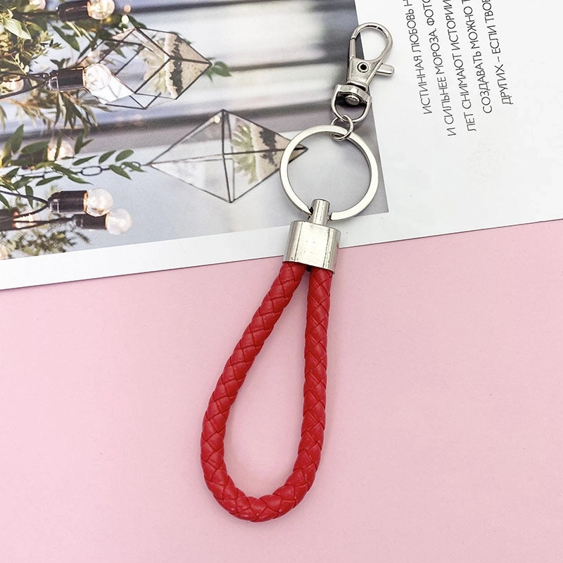 Minimalist Classic Style Solid Color Pu Leather Unisex Bag Pendant Keychain