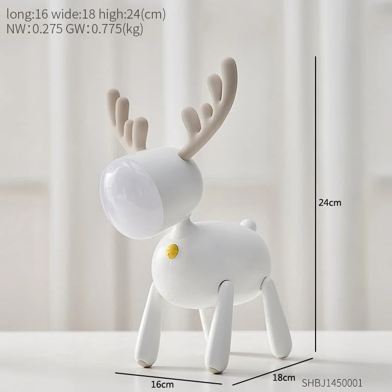 Nordic Deer Lamp Night Lamp Bedroom Bedside Lamp Creative Rechargeable Table LED Lamp Sleep Night Light Eye Protection Gift