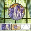 (18.5cm)DIY Acrylic Jigsaw Puzzle Window Hanging with Hanging Chain DIY Stained Glass Decoration Round Window Puzzle Decor for DIY Craft Project (Stained Glass Flower)