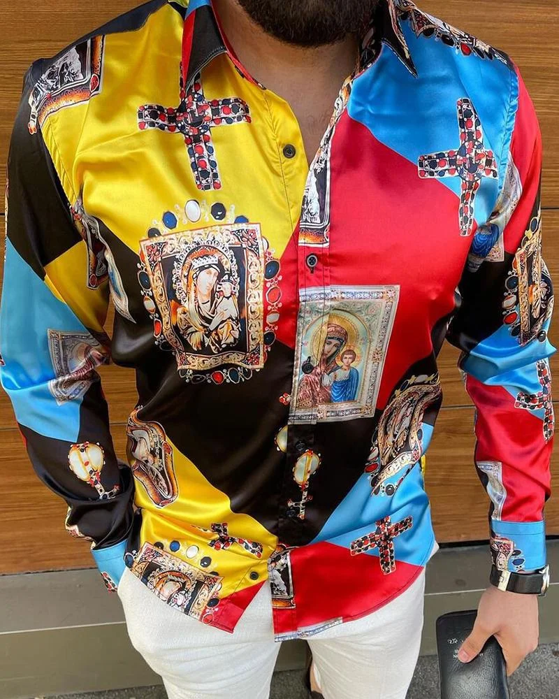 Cross-color Long-sleeved Silk Shirt