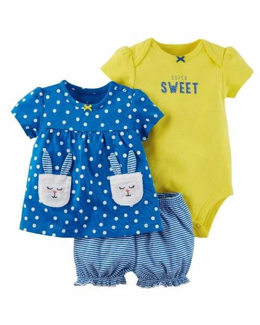 3pcs flower printed tops short romper dress bodysuit clothes