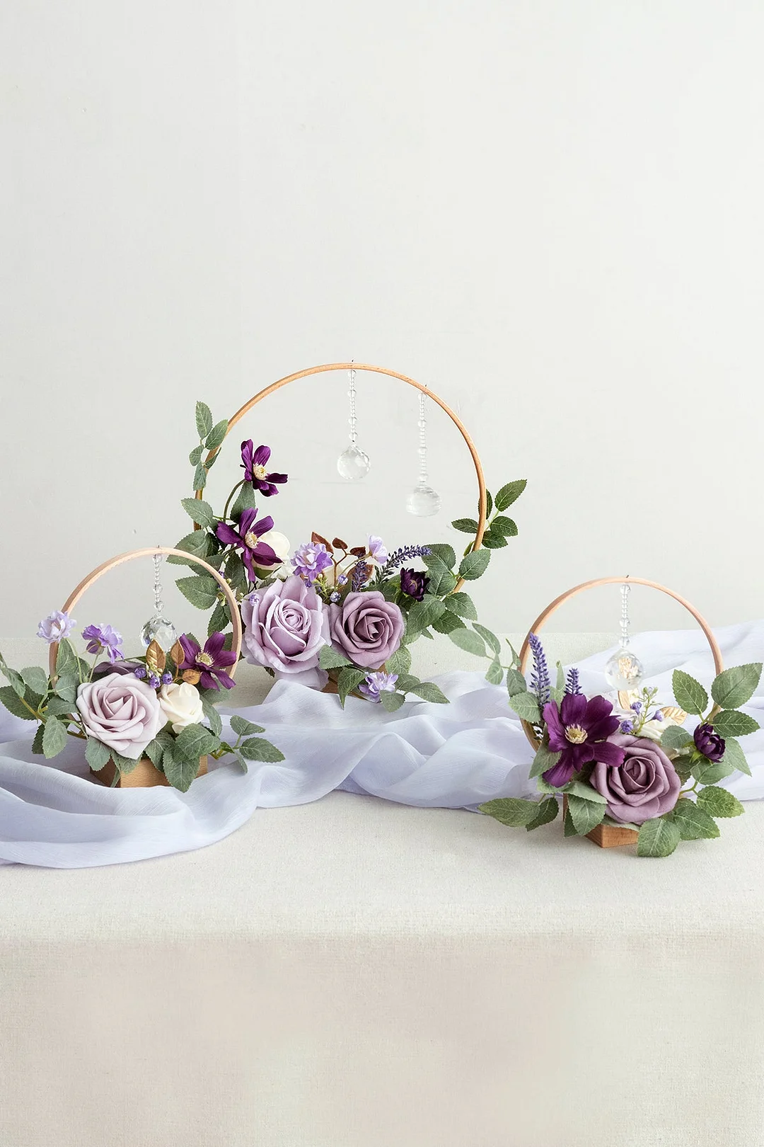 Wreath Hoop Centerpiece Set in Lilac & Gold