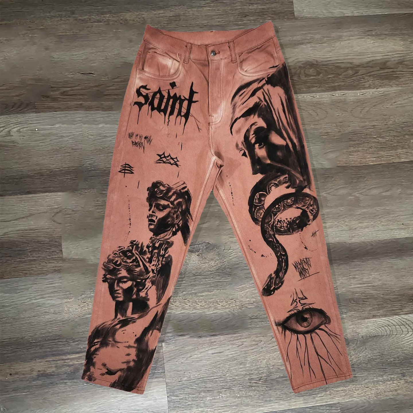 Saint Multi-element Mix Print Jeans