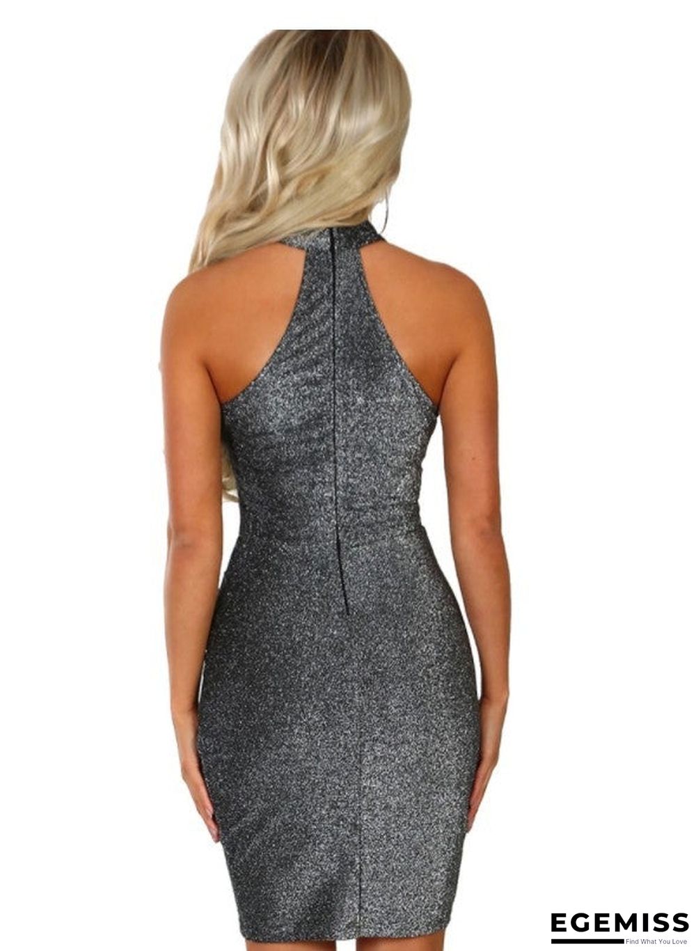 Halter Backless Glitter Bodycon Dress | EGEMISS