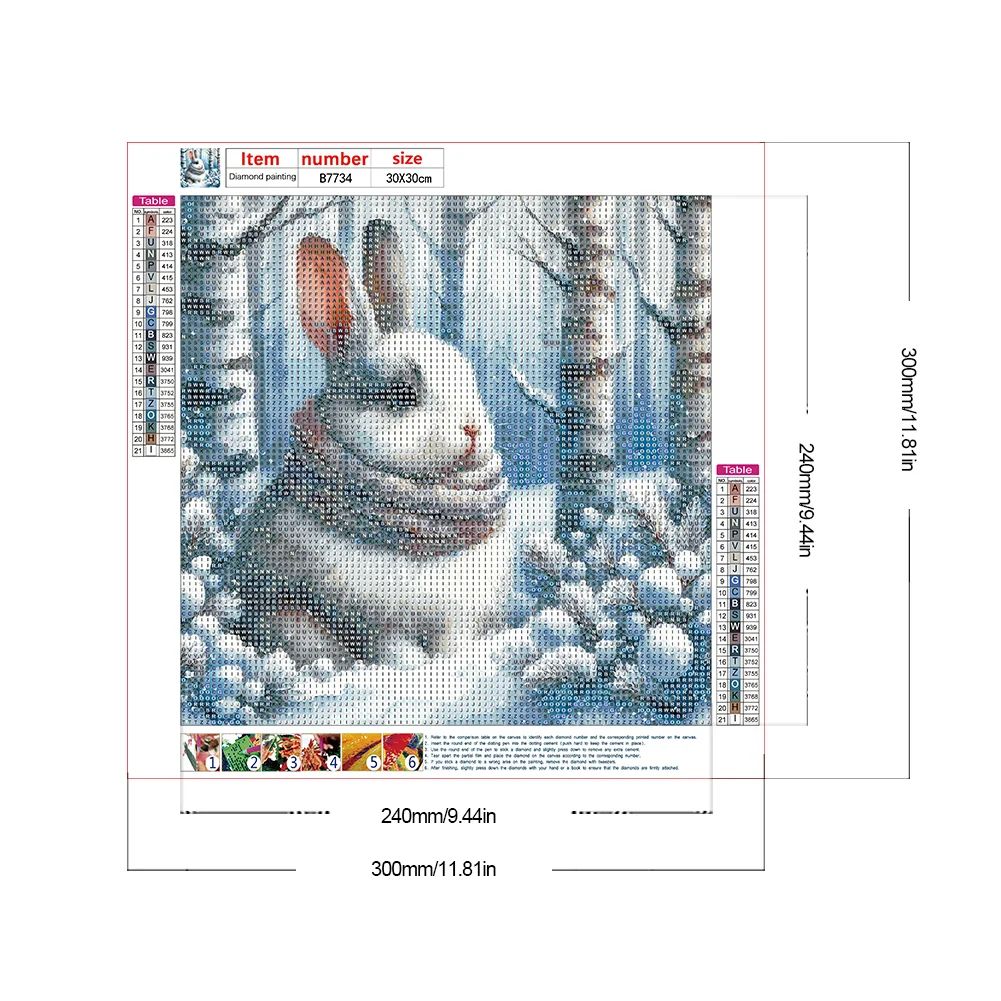 Diamond Painting - Full Round Drill - Winter Rabbit(Canvas|30*30cm)