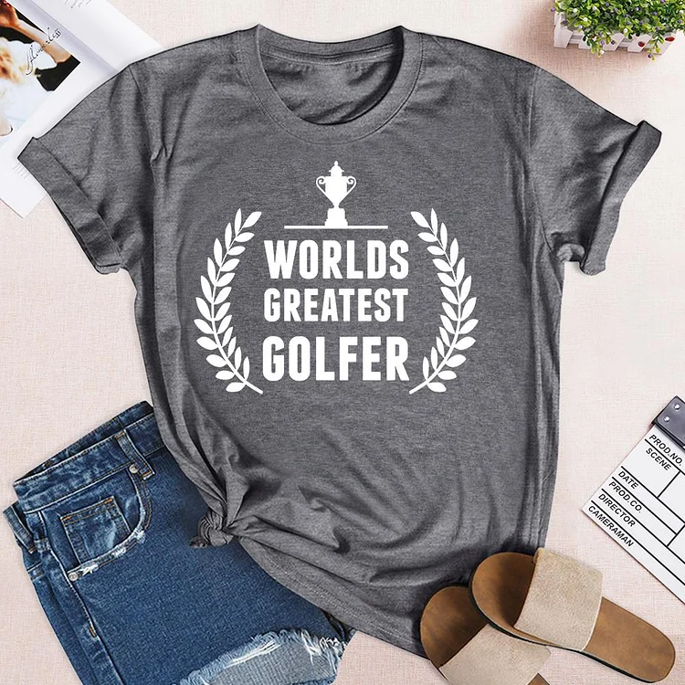 Worlds Greatest Golfer in a white font  T-shirt Tee -03175-Annaletters