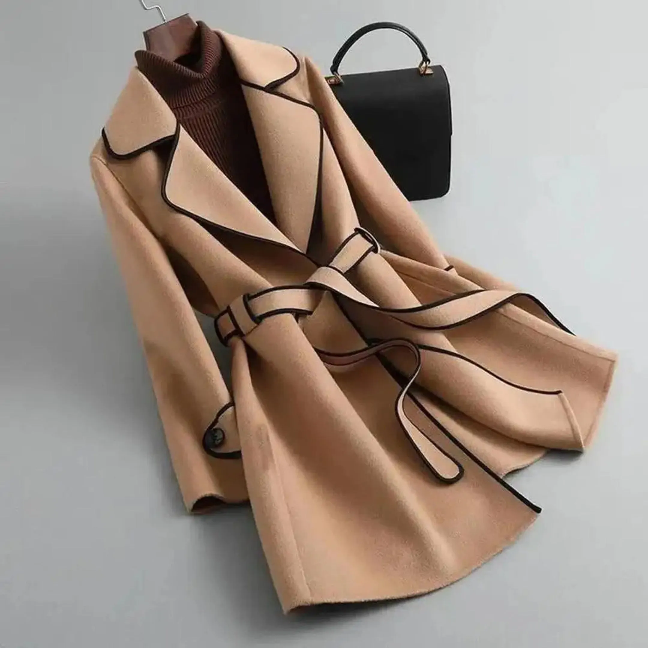Women's Lightweight Trench Coat &ndash; Contrast Trim Tailored Mac