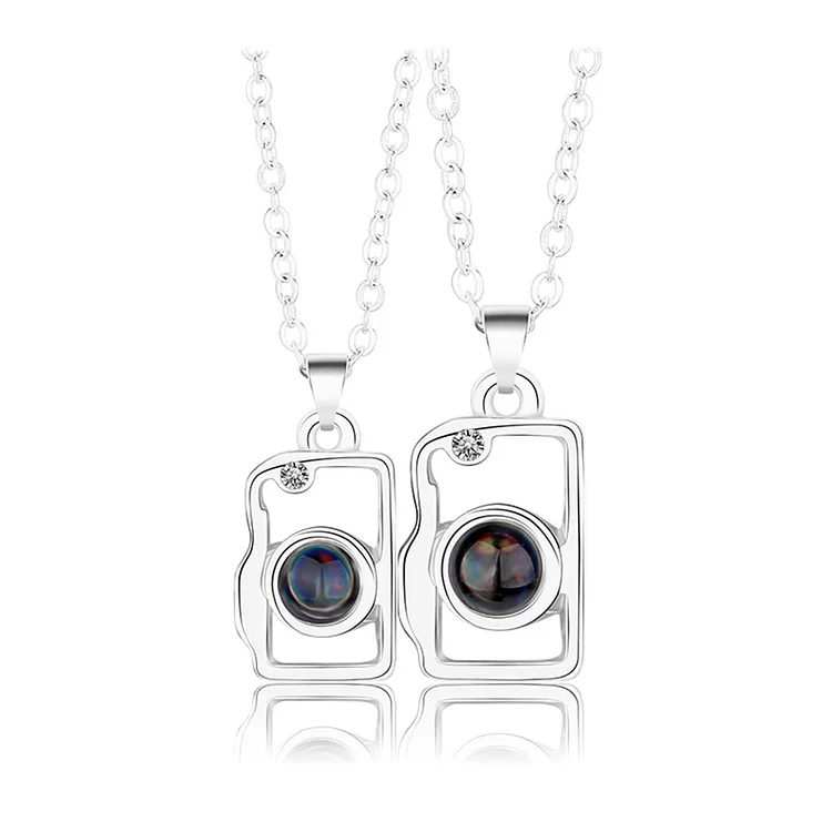 Camera Projection Necklace Personalized Name Magnetic Necklace for Couple