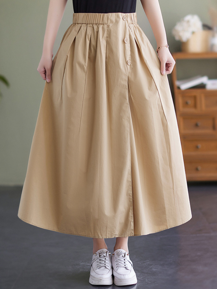 Women's Loose Comfortable Office High Waist Pleated Skirt