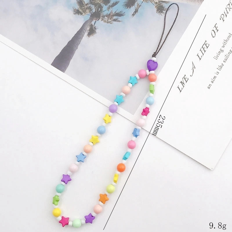 Cute Round Star Plastic Resin Bag Pendant Mobile Phone Chain