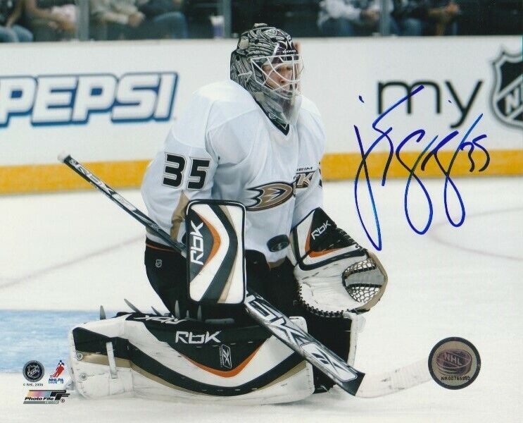 JEAN-SEBASTIEN GIGUERE SIGNED ANAHEIM DUCKS GOALIE 8x10 Photo Poster painting! JS Autograph