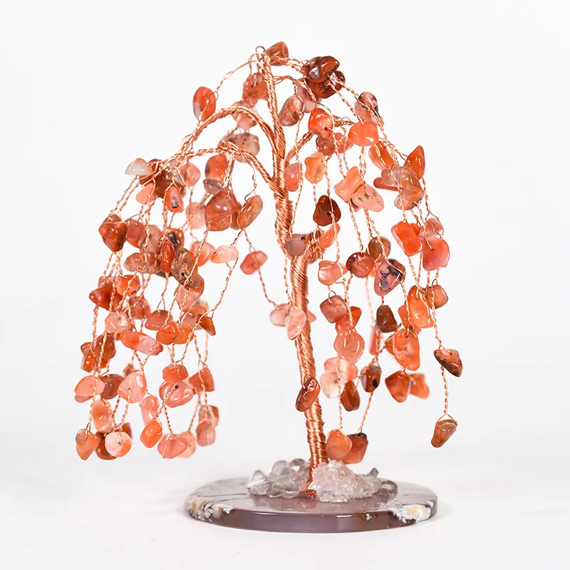 Crystal Weeping Willow Wish Tree Ornaments with  Agate Pedestal