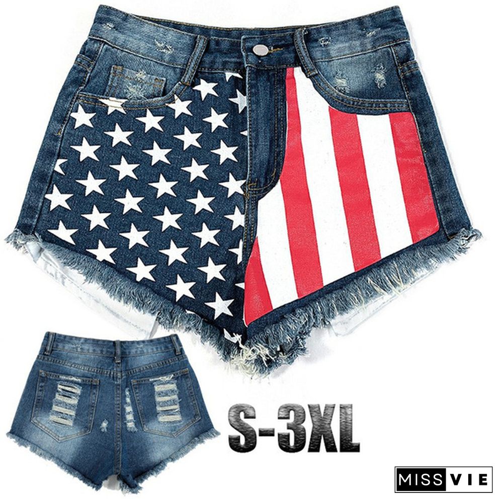 Women's Cool Washed Denim Girls Casual High Waisted Short Mini Jeans Ripped Jeans Shorts Washed Denim Short Plus Size S-3XL