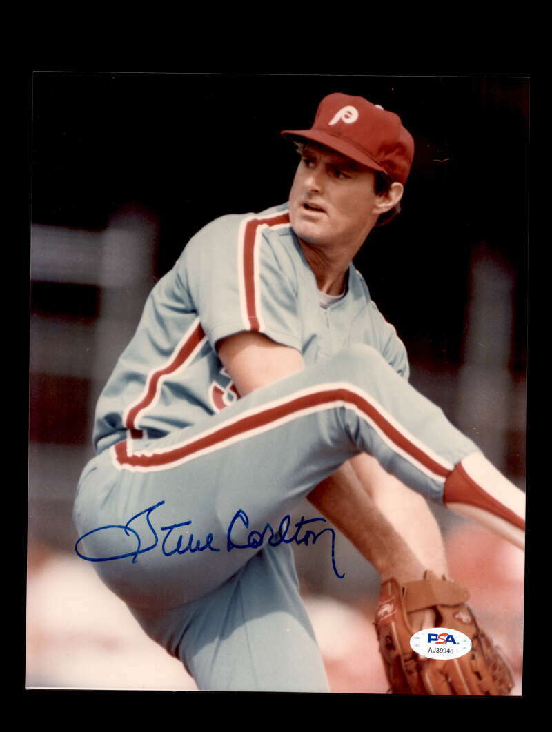 Steve Carlton PSA DNA Coa Signed 8x10 Photo Poster painting Phillies Autograph