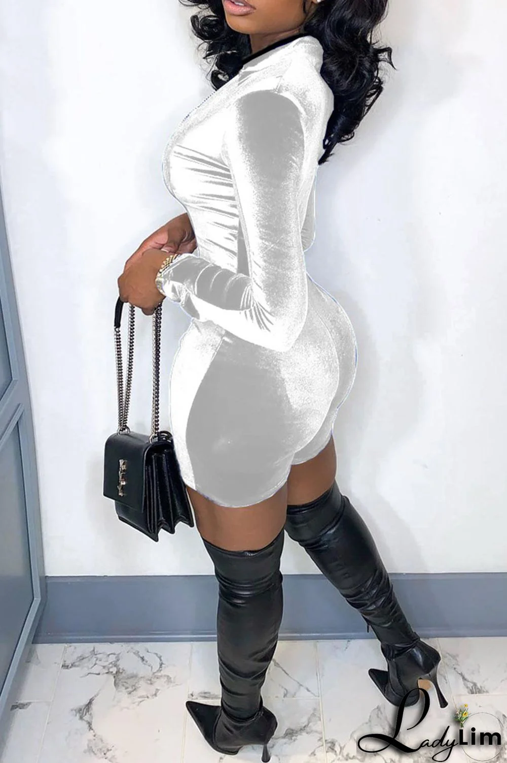 White Sexy Solid Patchwork Half A Turtleneck Regular Jumpsuits