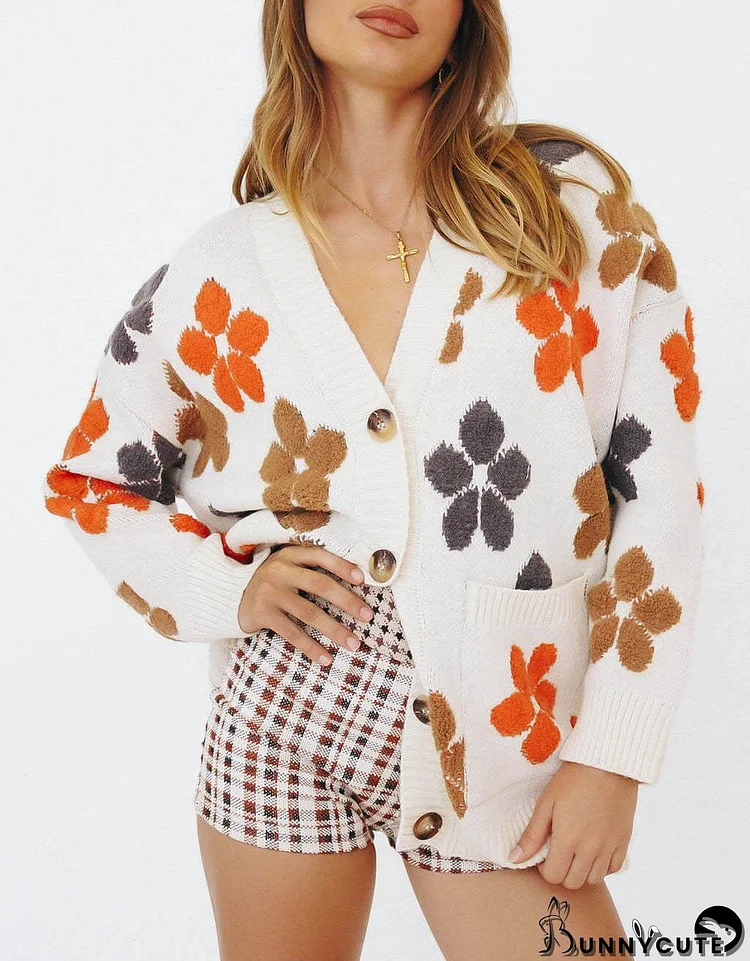 Loose Jacquard Sweater Cardigan