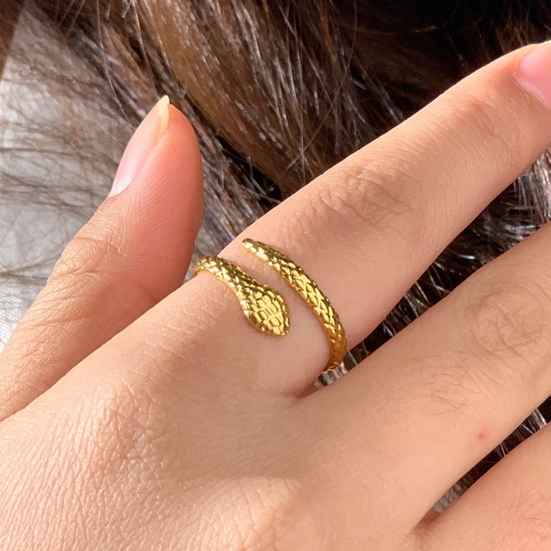 Vintage Style Classic Style Snakeskin 304 Stainless Steel Adjustable Ring