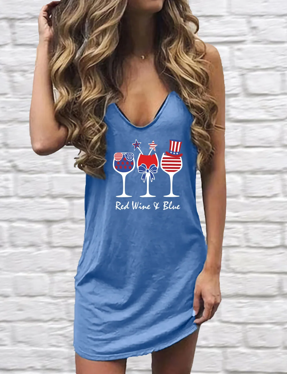 Red Wine and Blue 4th of July Mini Dress
