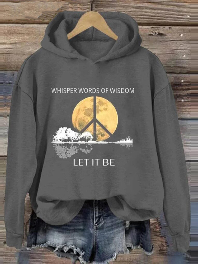 Comstylish Hippie Guitar Lake Whisper Words Of Wisdom Let It Be Print Hoodie