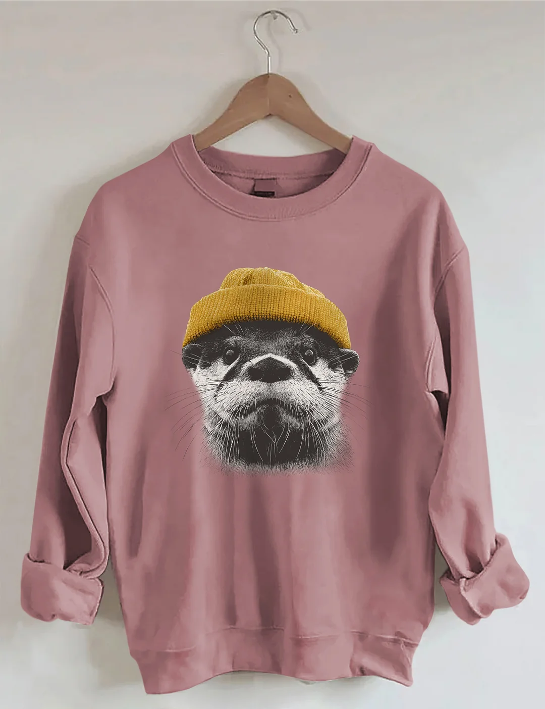 Otter Wearing Beanie Sweatshirt