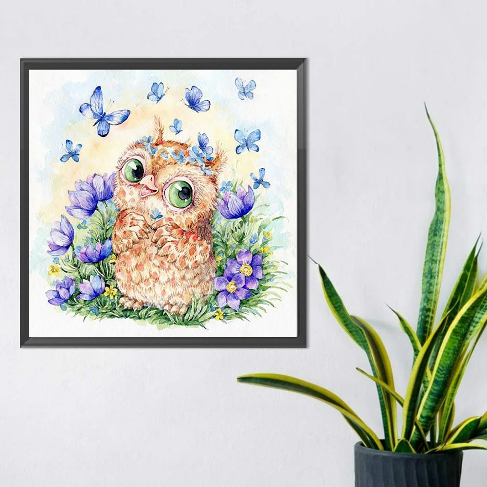 Full Round Diamond Painting 30*30cm - Butterfly Owl